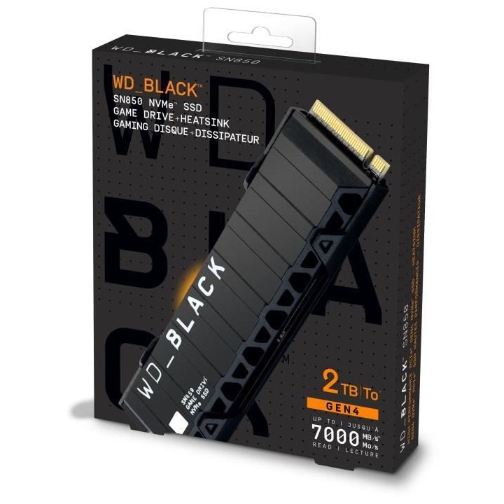 WD Black™- Disque SSD Interne RGB - SN850 - 2To - M.2 NVMe Dissipate