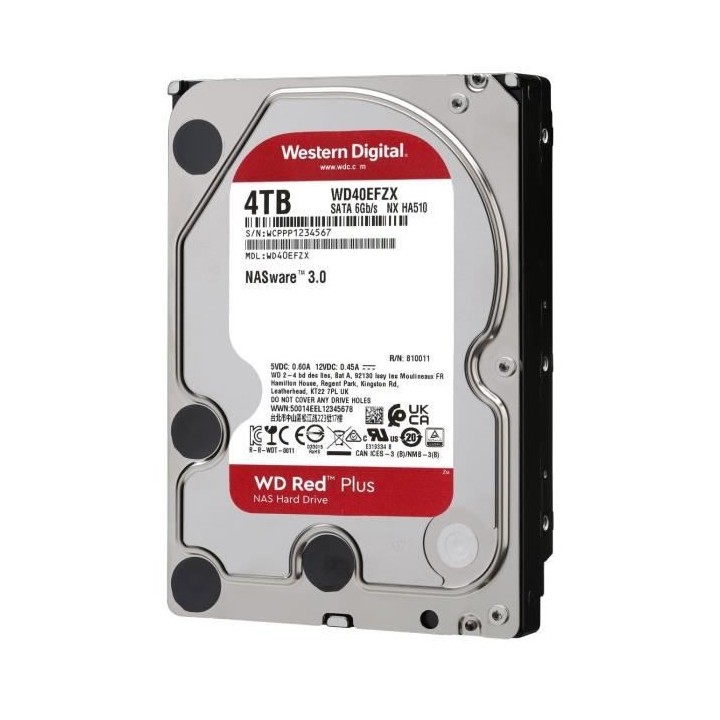 WD Red™ Plus - Disque dur Interne NAS - 4To - 5400 tr/min - 3.5 (WD4