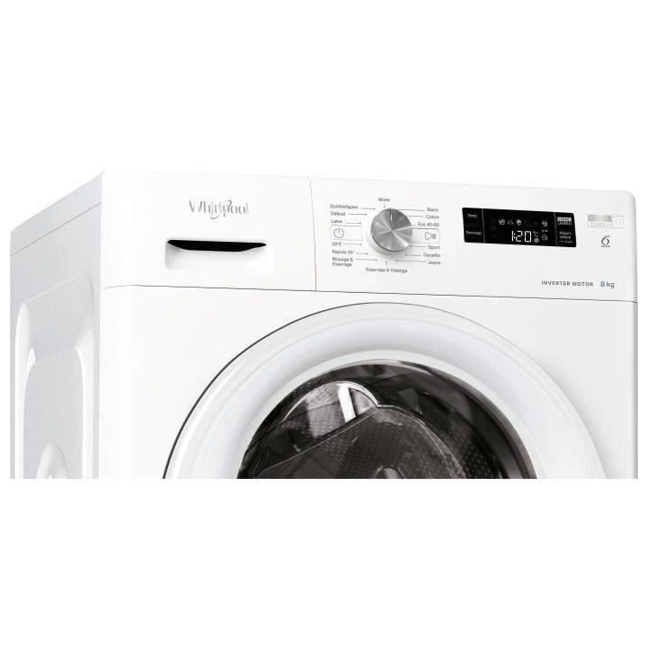Lave-linge hublot WHIRLPOOL PFFS38248WFR FreshCare - 8 kg - Induction