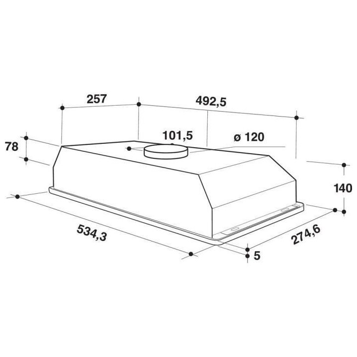 WHIRLPOOL WCT64FLSX Hotte intégrée - 332 m3 air / h max - 64 dB max