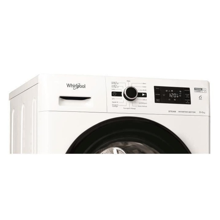 Lave-linge séchant WHIRLPOOL FWDGP861483BVFRN FreshCare - 8 / 6 kg -