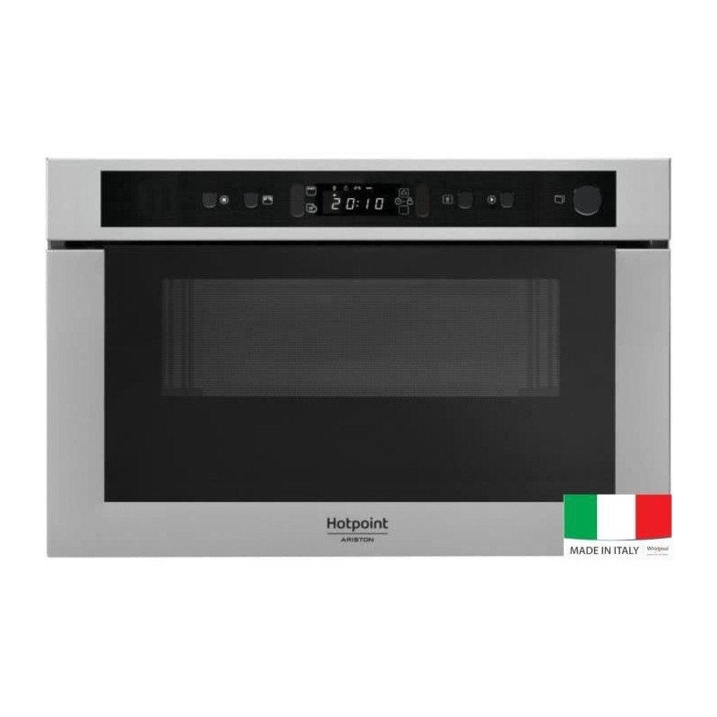 HOTPOINT MH 400 IX - Micro-ondes combiné encastrable inox anti-trace - 22L - 750 W - Grill 700 W