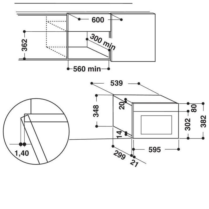 HOTPOINT MH 400 IX - Micro-ondes combiné encastrable inox anti-trace