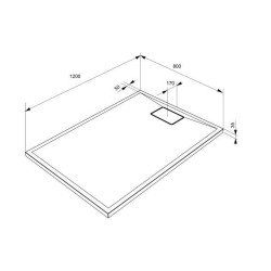 Receveur de douche extra-plat texture effet pierre TERRENO RECTANGLE 120 x 80 cm blanc