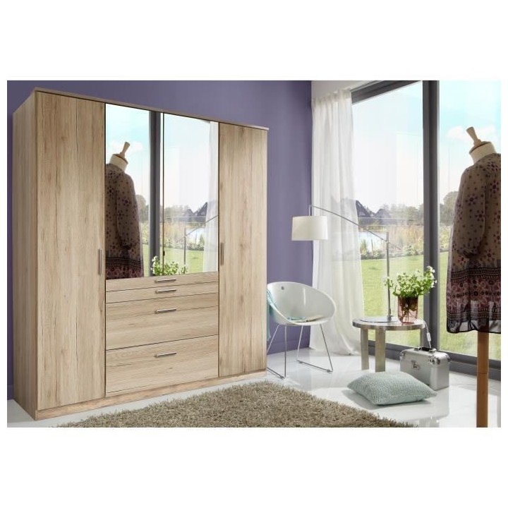Armoire - Panneaux de particules - Aspect chene San Remo - 4 portes mi