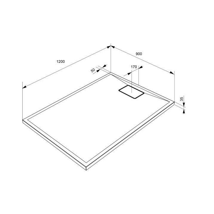ALLIBERT Receveur de douche effet pierre Terreno - 120x90 cm - Blanc