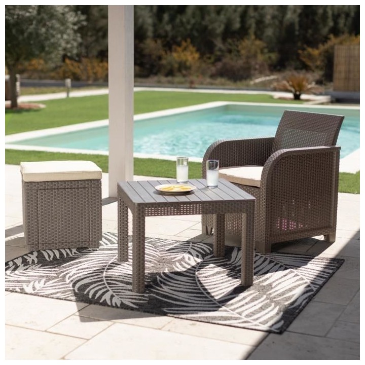 Allibert by KETER - Cube - Table pouf avec coussin - en résine - capp