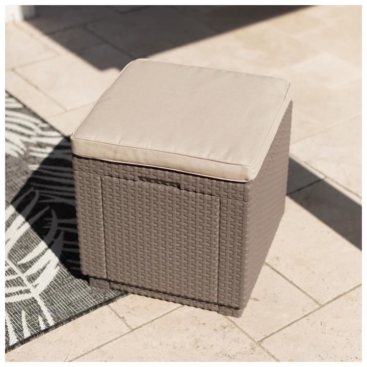 Allibert by KETER - Cube - Table pouf avec coussin - en résine - capp