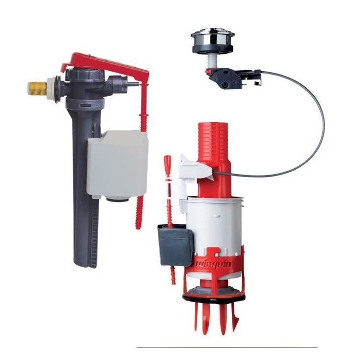 WIRQUIN Mécanisme double chasse a câble Easy Clic avec robinet flott