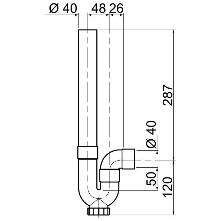 WIRQUIN Siphon simple crosse SP5001 - PVC - Machine a laver - Sortie h
