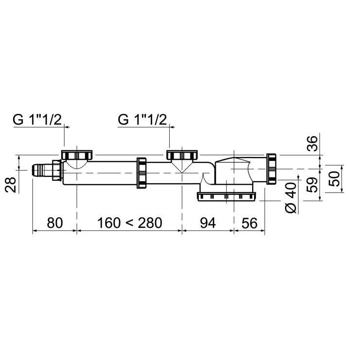 WIRQUIN Tubulure espace avec siphon extra plat intégré - ?Évier 2 b