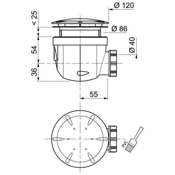 WIRQUIN Bonde de douche Twisto - Ø 90 mm - Dôme en ABS chromé