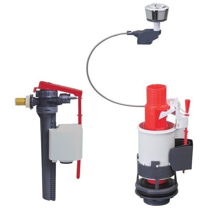 WIRQUIN Mécanisme de WC MW² double poussoirs a câble + Robinet flot
