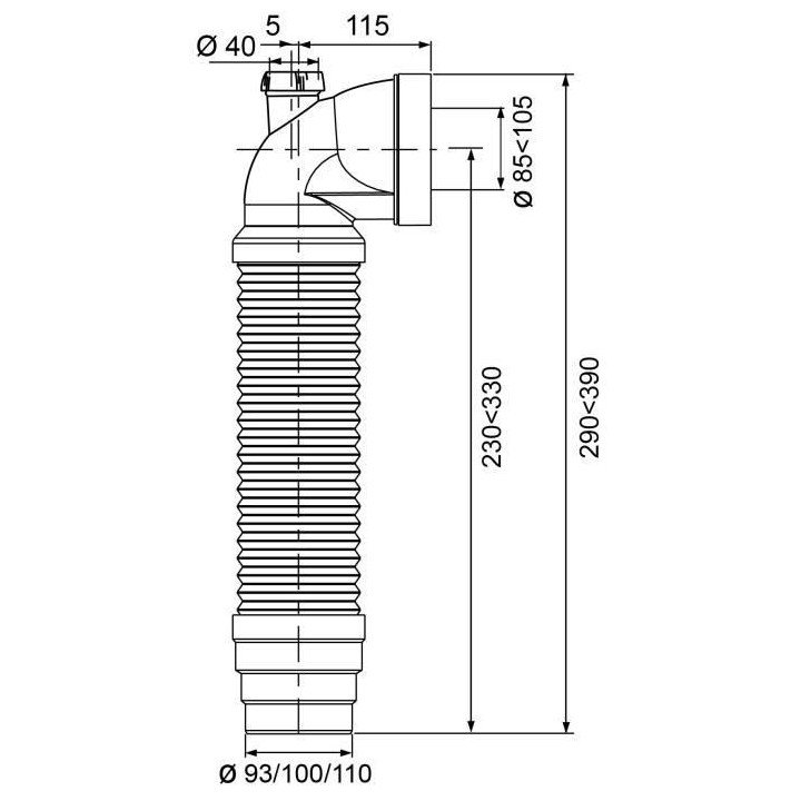 WIRQUIN Pipe coudée extensible avec piquage