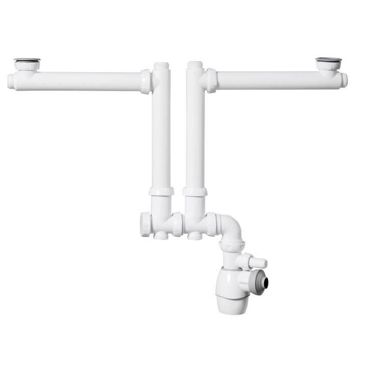 WIRQUIN Siphon double tout-en-un déporté - Pour lavabo ou évier - 2