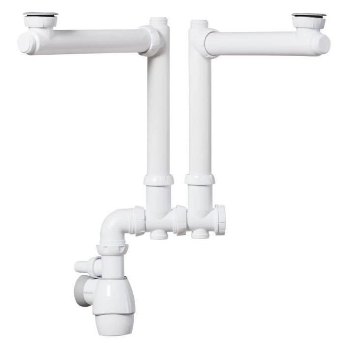 WIRQUIN Siphon double tout-en-un déporté - Pour lavabo ou évier - 2