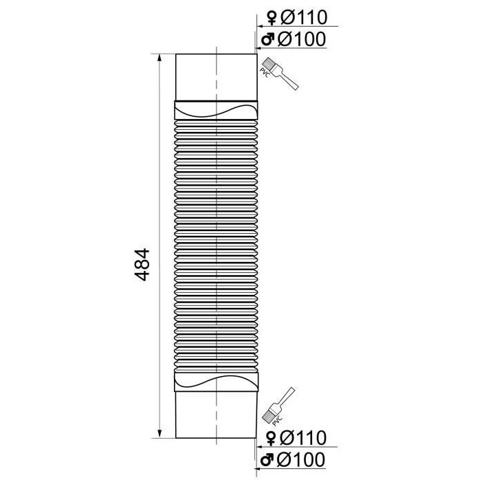 WIRQUIN Raccord mâle - femelle Magicoude - Ø 100 / 110 mm - a coller
