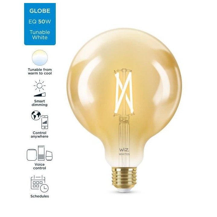 WiZ Ampoule connectée Globe 120 vintage Blanc variable E27 50W