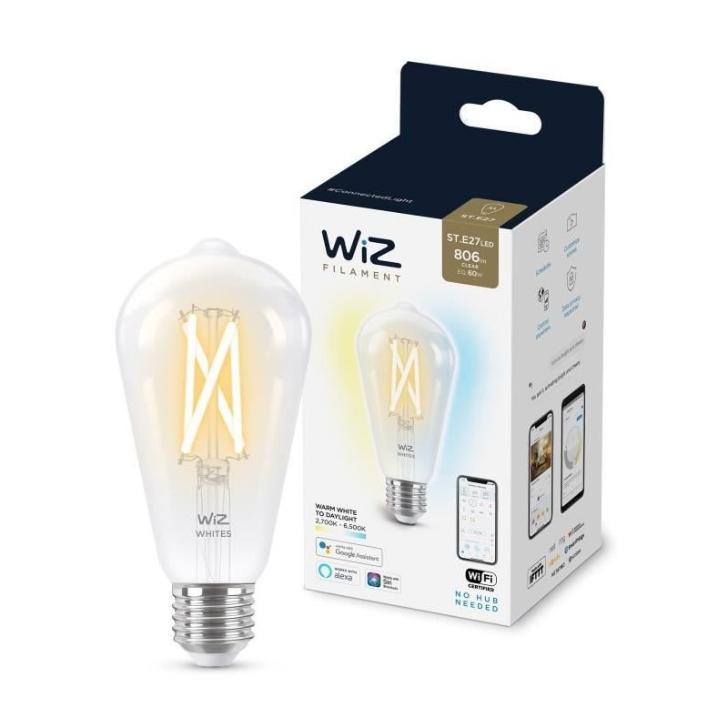 WiZ Ampoule connectée Edison vintage Blanc variable E27 60W