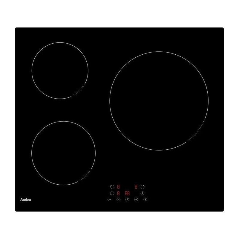 Table de cuisson induction - AMICA - 3 zones - L59 x52 cm - AI3531 - 6,2 kW - Noir