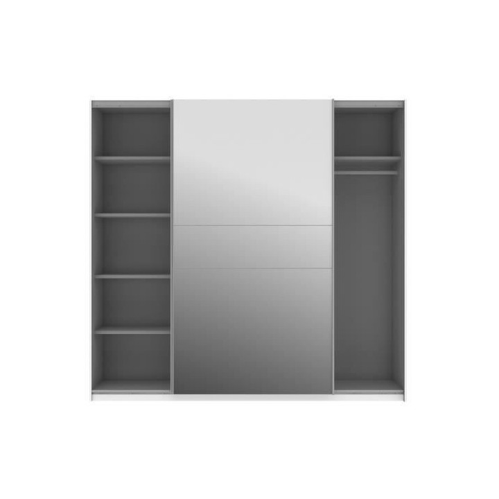 Armoire 2 portes coulissantes + miroir - Décor Blanc et Sonoma - L 22