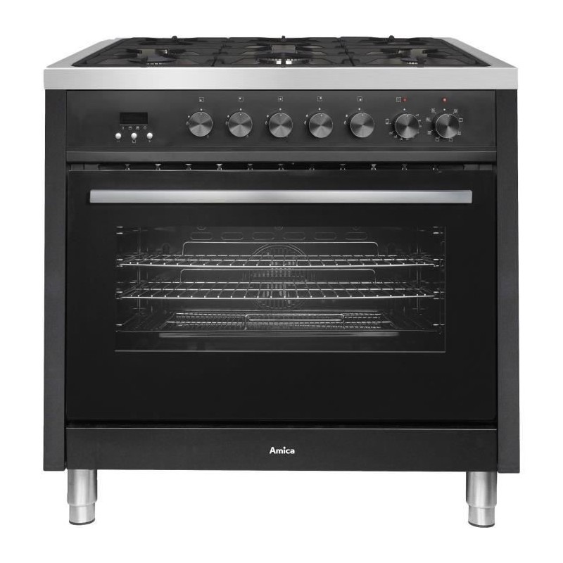 AMICA CWCMRC103CPB - Piano de cuisson - 5 foyers gaz - Four multifonction chaleur tournante - Catalyse - 107 L - L90 x H90cm -No