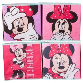 MINNIE Lot de 4 cubes de rangement et décoratifs