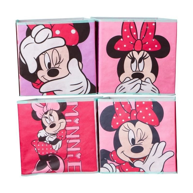 MINNIE Lot de 4 cubes de rangement et décoratifs