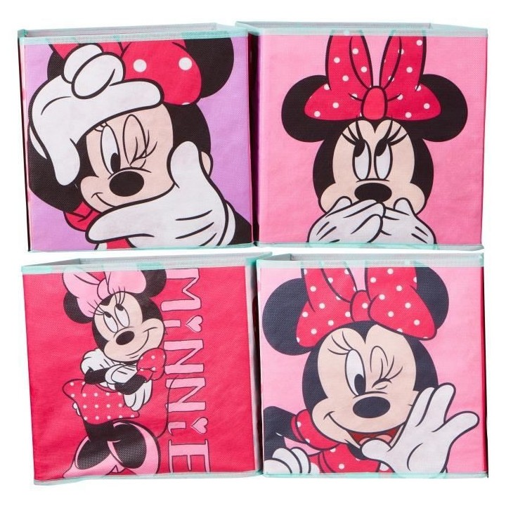 MINNIE Lot de 4 cubes de rangement et décoratifs