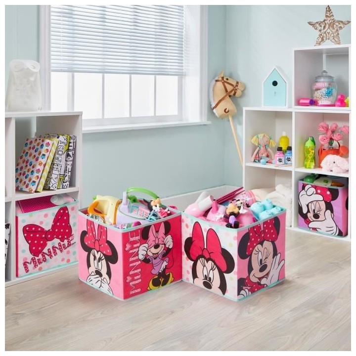 MINNIE Lot de 4 cubes de rangement et décoratifs