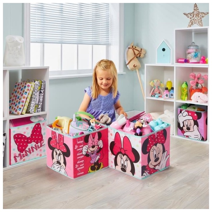 MINNIE Lot de 4 cubes de rangement et décoratifs