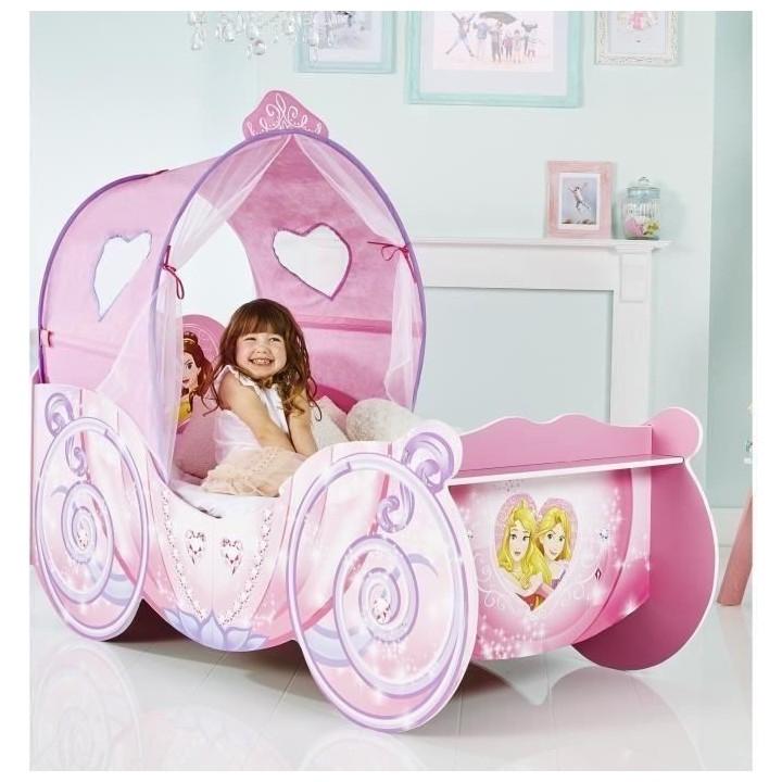 Disney Princesse Lit carrosse pour filles avec ciel de lit lumineux p