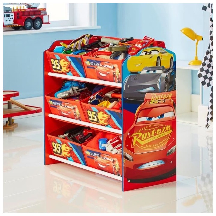 DISNEY CARS - Meuble de Rangement Enfant a 6 Paniers