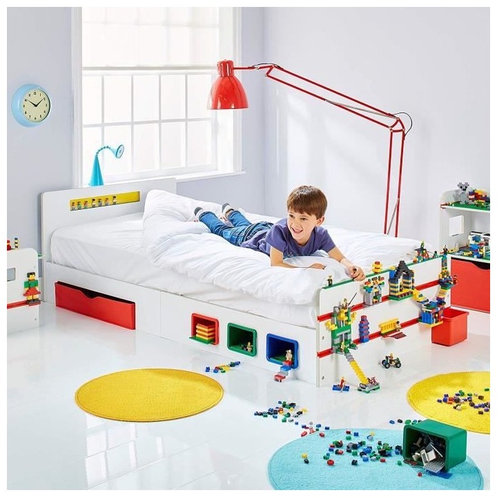 Lit Junior Room 2 Build colorés 2m et sommier lattes en bois