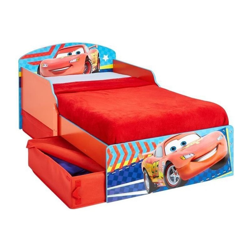 Disney Cars - Lit pour enfants avec tiroirs de rangement sous le lit pour matelas 140cm x 70cm