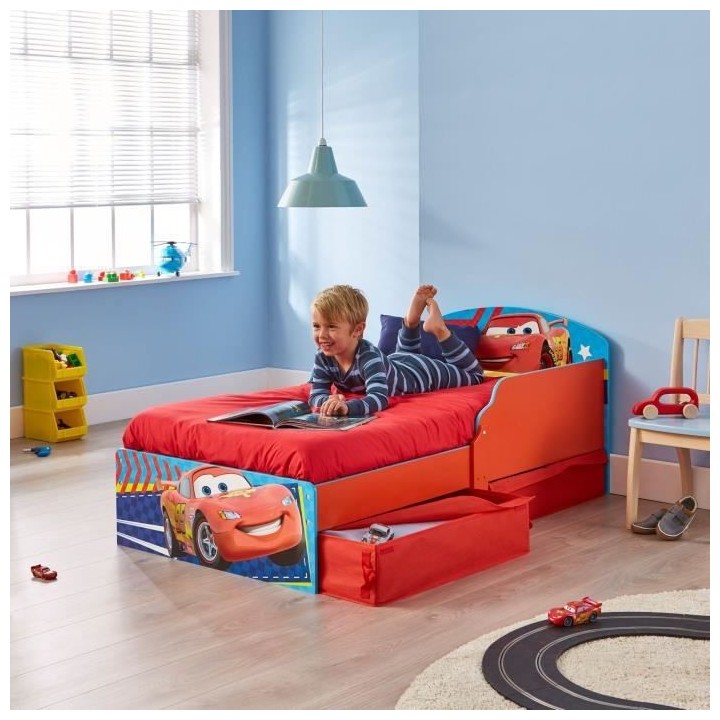 Disney Cars - Lit pour enfants avec tiroirs de rangement sous le lit 