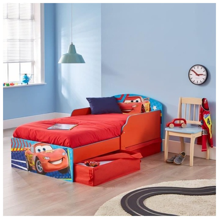 Disney Cars - Lit pour enfants avec tiroirs de rangement sous le lit 