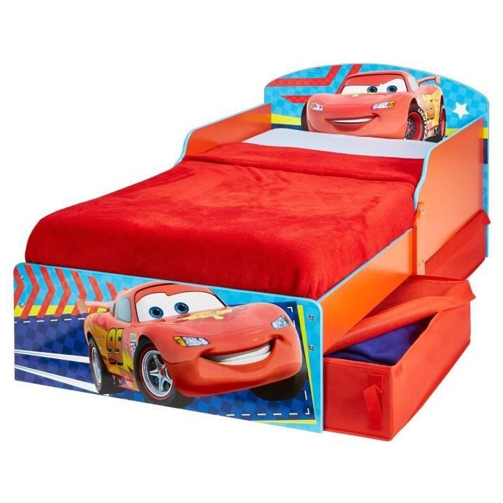 Disney Cars - Lit pour enfants avec tiroirs de rangement sous le lit 