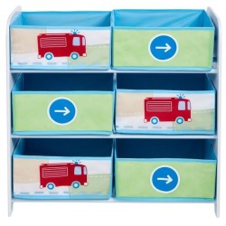 Meuble de Rangement Enfant 6 bacs Voitures Garçon - Worlds Apart