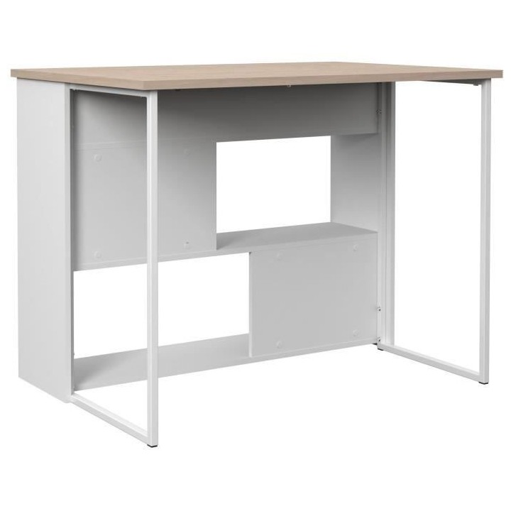 EKIPA Ilot de cuisine - Décor Chene Jackson et Blanc - 116x90x81 cm -