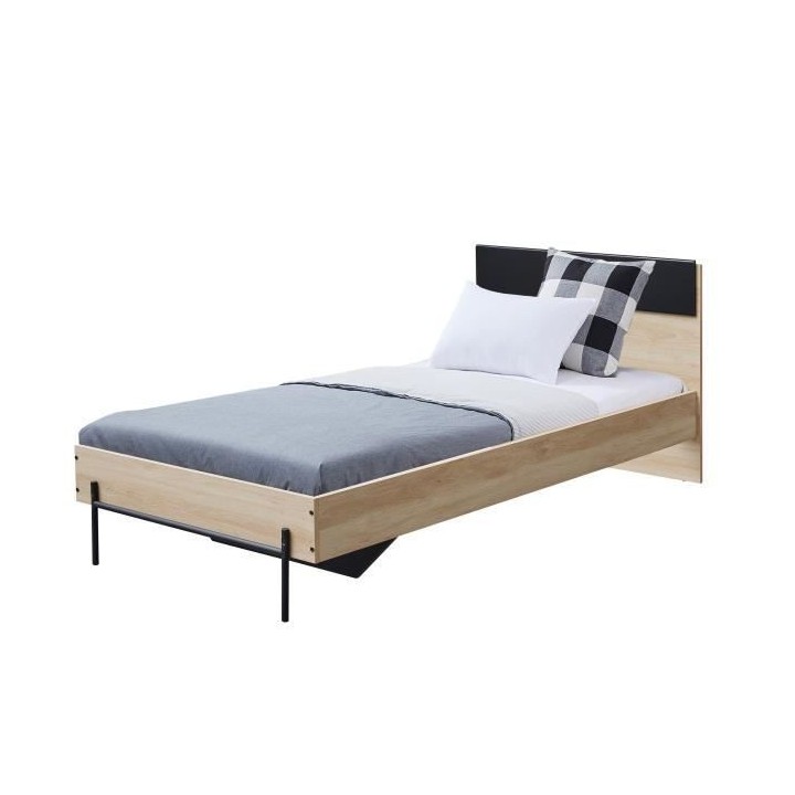 WORKSHOP Lit enfant - Chene/Noir - 90x200 cm