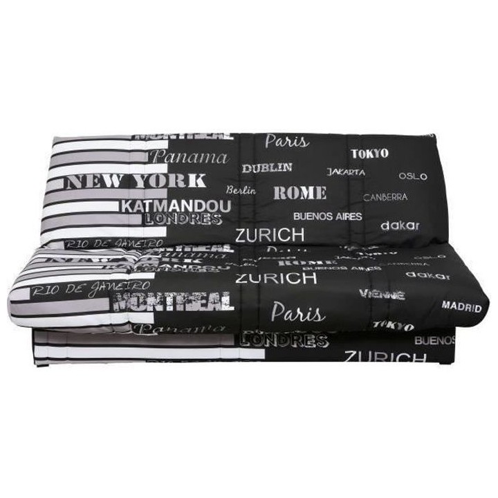 Banquette Clic Clac 3 places World - Tissu World Noir - Made in France