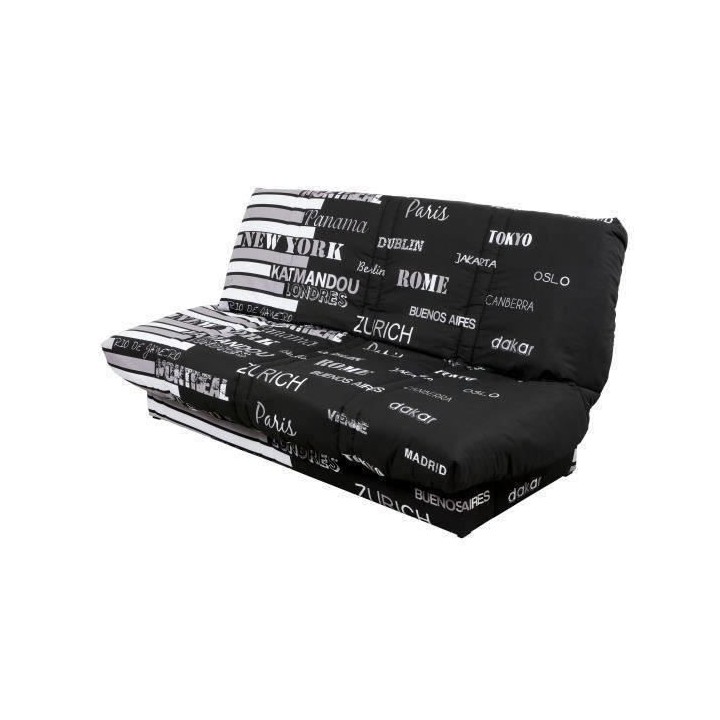 Banquette Clic Clac 3 places World - Tissu World Noir - Made in France