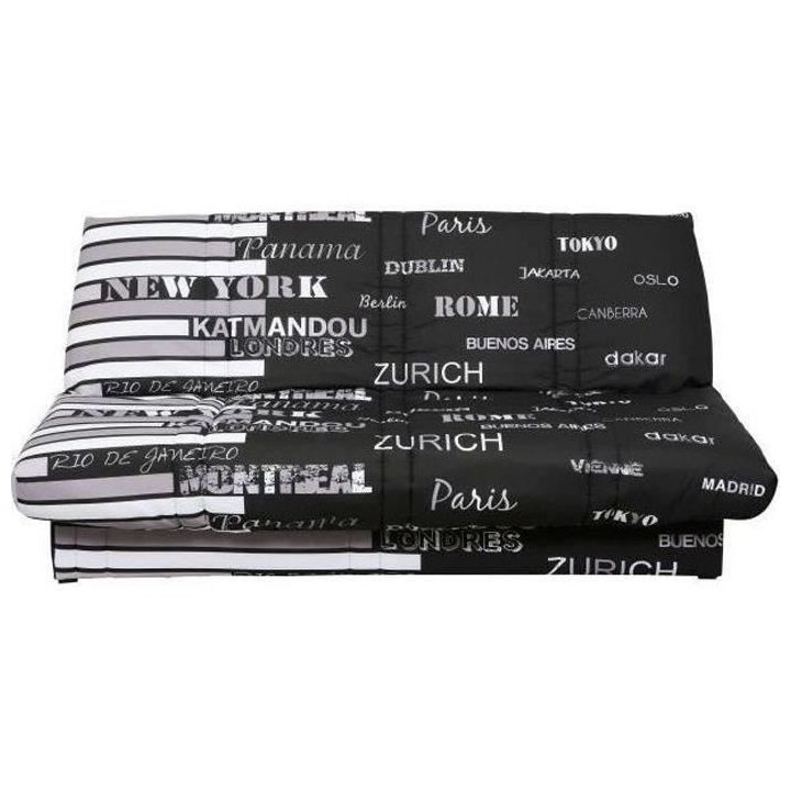Banquette Clic Clac 3 places World - Tissu World Noir - Made in France