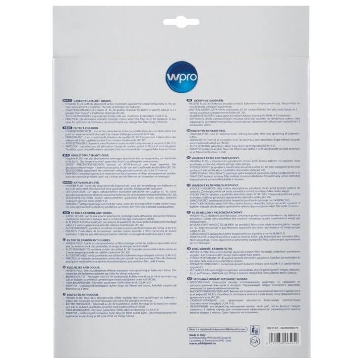 Wpro CHF210/1 Filtre de hotte a charbon B210 diam 210mm x h 30mm