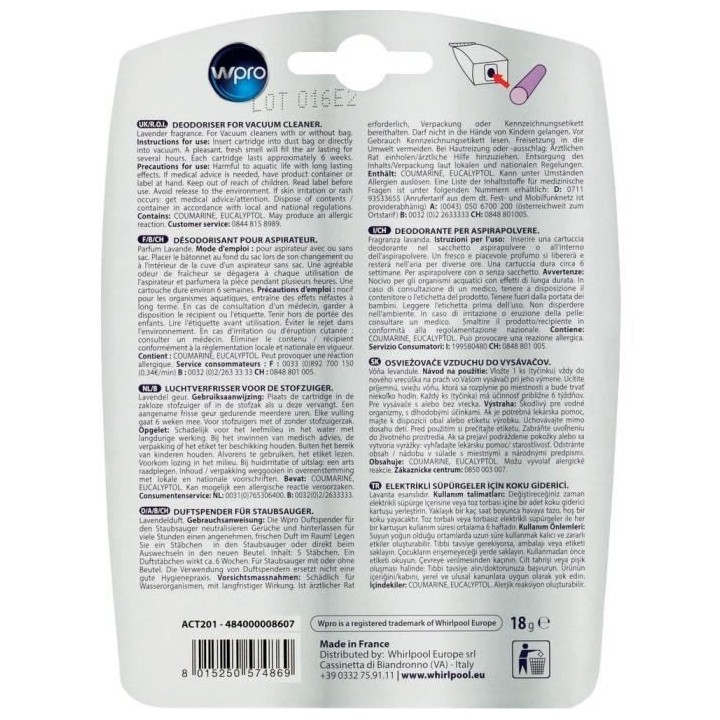 WPRO ACT201 Batonnets odorisants senteur lavande