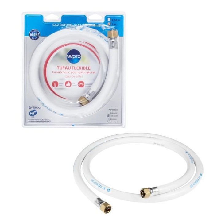 WPRO TNC200 - Tuyaux de Gaz caoutchouc naturel pour plaques de cuisson