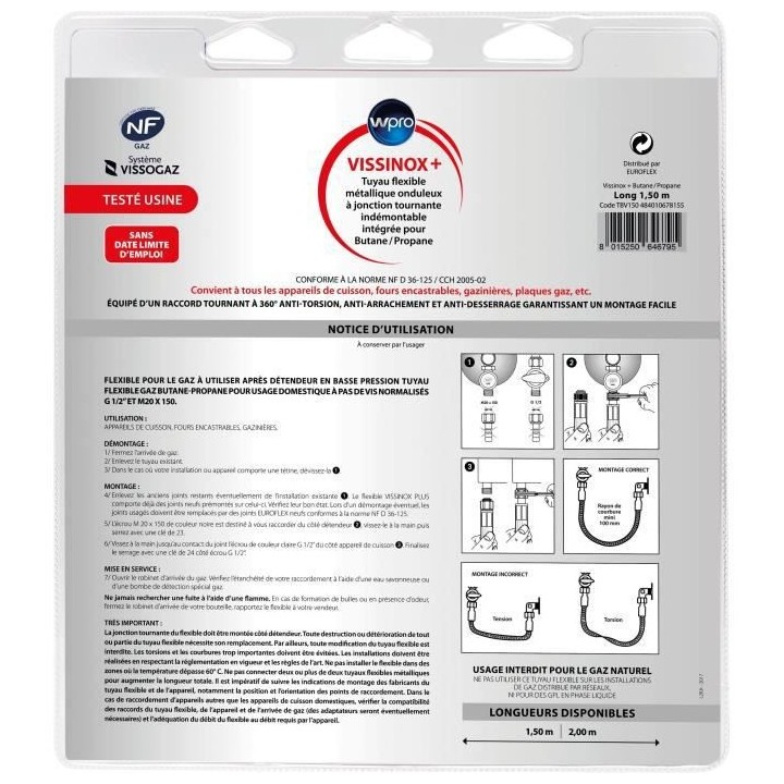 VISSINOX TBV150+ Gaz Butane propane - Illimité