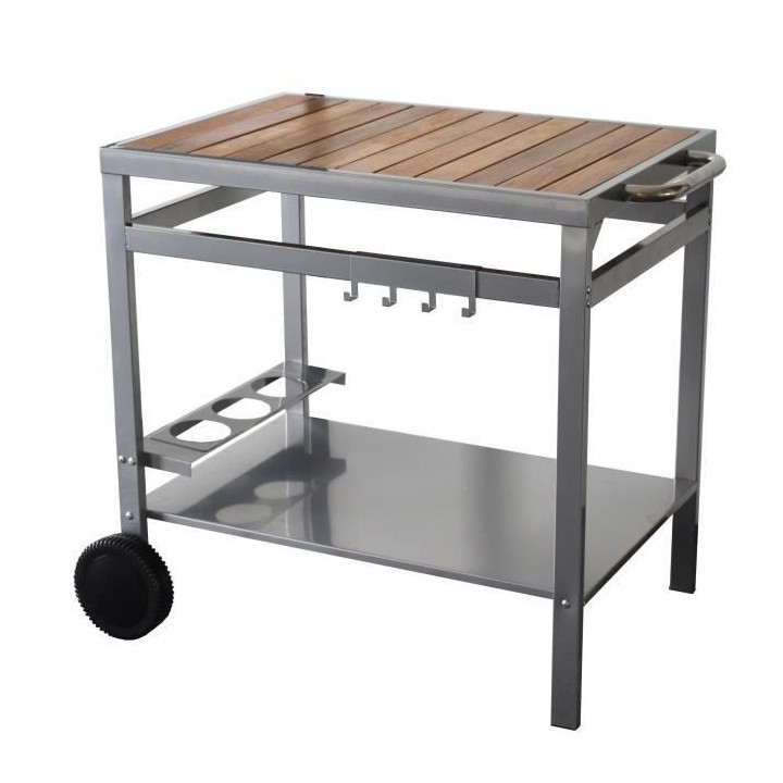 COOK'IN GARDEN Desserte de jardin Media pour plancha - Métal et bois