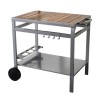 COOK'IN GARDEN Desserte de jardin Media pour plancha - Métal et bois - 80 x 55 cm - Gris